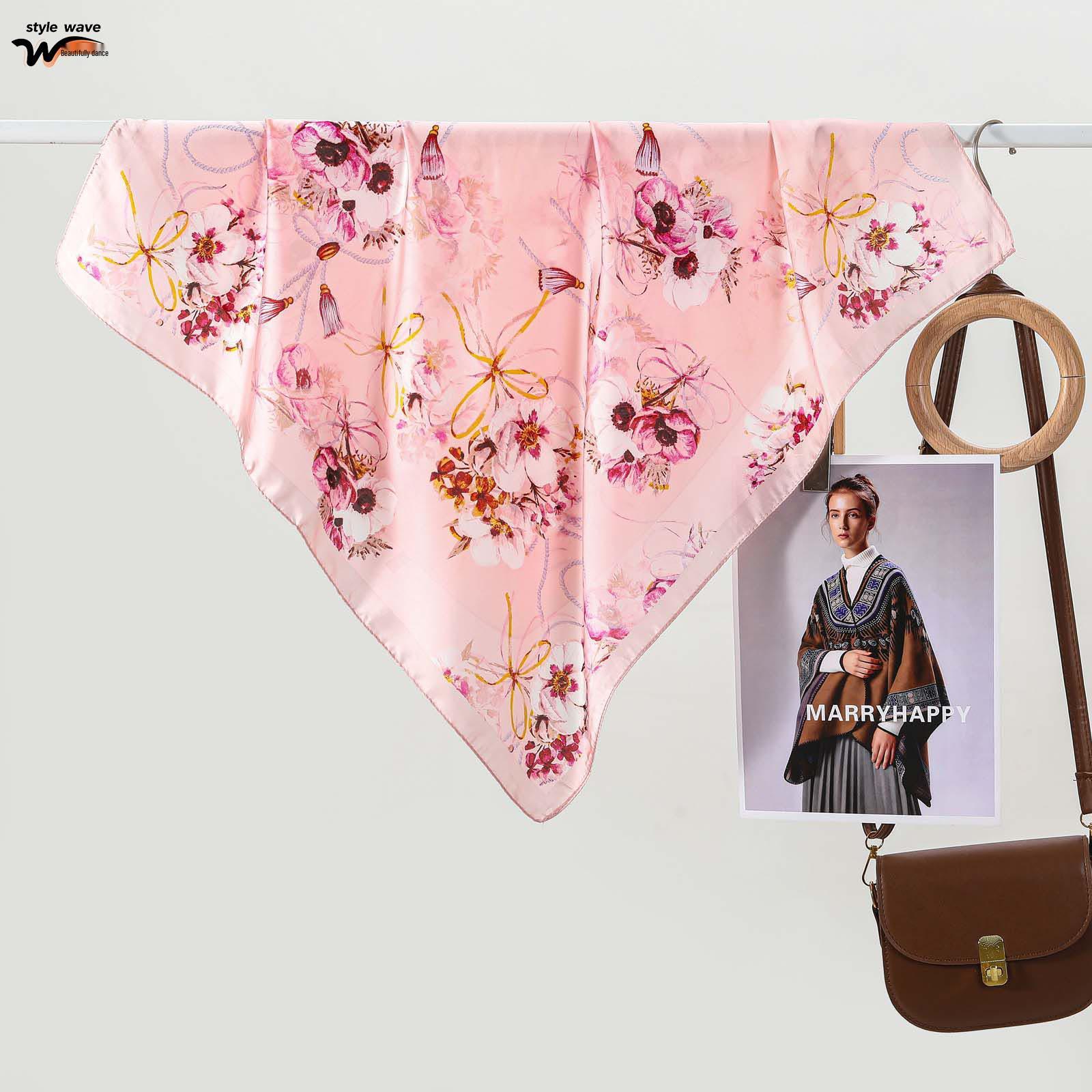 Elegant Abstract Oil Painting Style Silk Scarf for Ladies - Versatile, Thin, and Trendy Gift 70*70CM