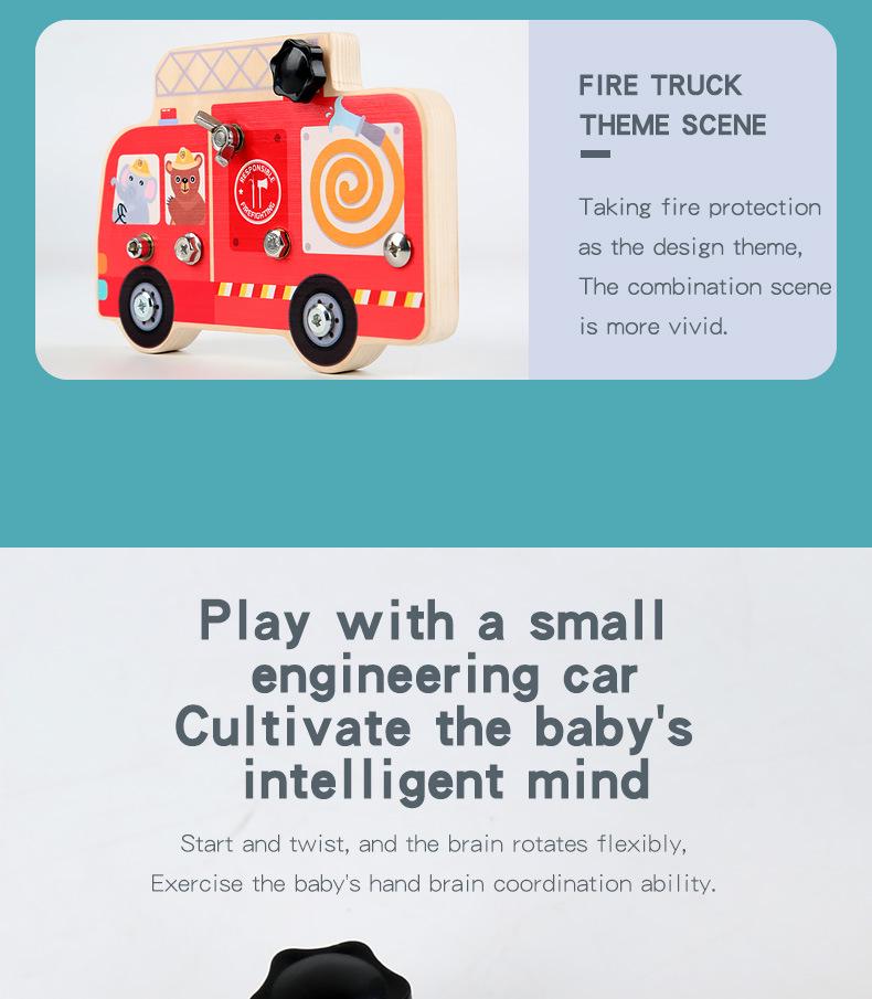 Wooden Fire Truck Screwdriver Set for Kids: Sensory Assembly Toy for 3-5 Years