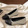 Soft Sole Not Tired Feet Shallow Mouth Single Shoes Women'S Retro Mary Jane Version Polka Dot Splicing Double Buckle Daily Commute