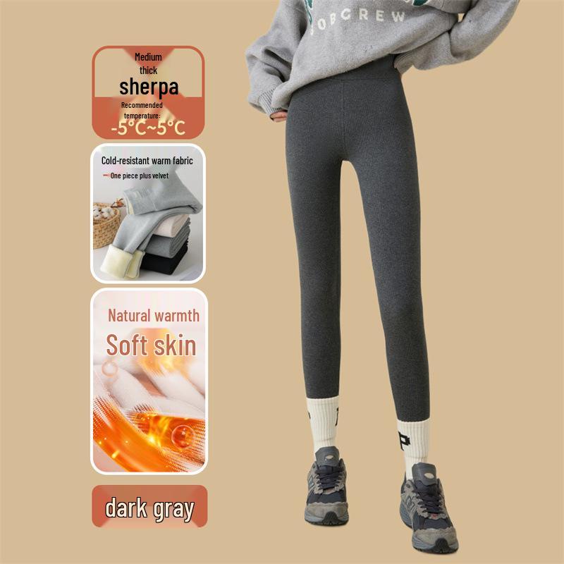 Extra Thick Plush High Waist Winter Leggings - Slimming Skinny Wool Pants for Women