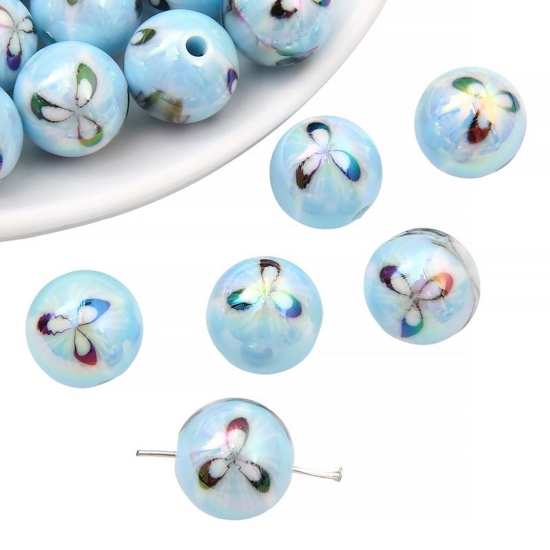 Acrylic Beads Fantasy Color Plated Pattern Ball Charms for DIY Necklace Bracelet Earring Jewelry Making