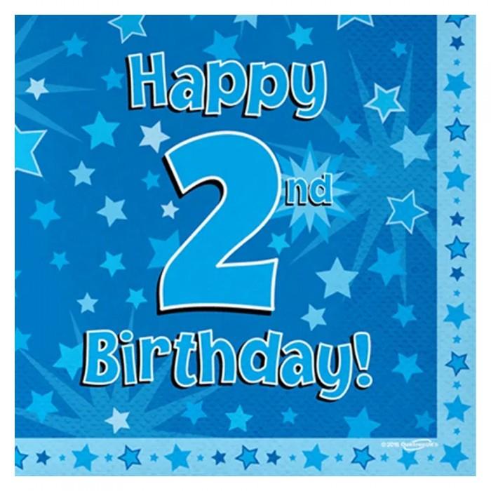 Oaktree 3 Ply Stars 2nd Birthday Napkins (Pack of 16)