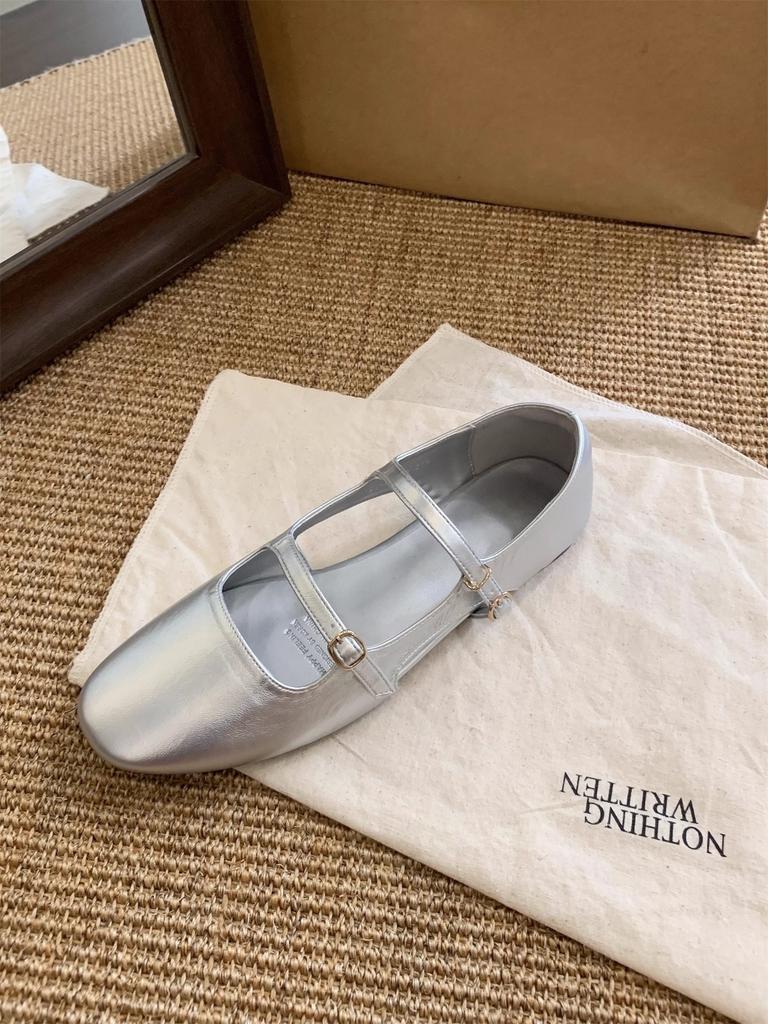 Flat French small red Mary Jane single shoes shoes 2025 summer with skirt wedding shoes ballet evening shoes