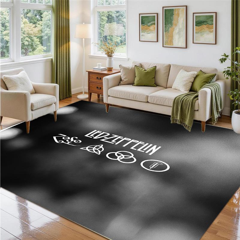 Led Zeppelin Design Crystal Velvet Rug Soft Decorative Mat for Bedroom Entrance