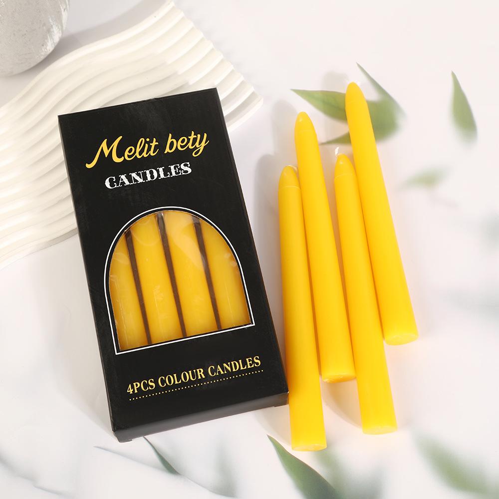 

Ручная работа Желтый пчелиный воск Конус Стол Длинная свеча-стол Домашний неромантический Свадебный подсвечник Стол Воск Beeswax Rod Wax 4 Boxed