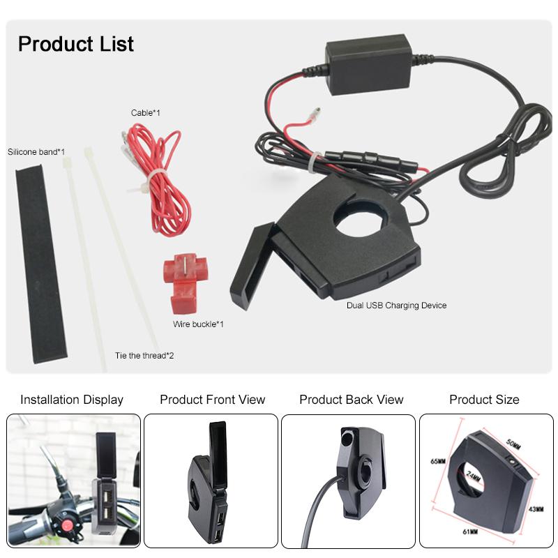 

Upgraded 12V Motorcycle USB Fast Charger Waterproof Socket Type-C Port Power Outlet Handlebar Mounting Bracket Moto Accessories