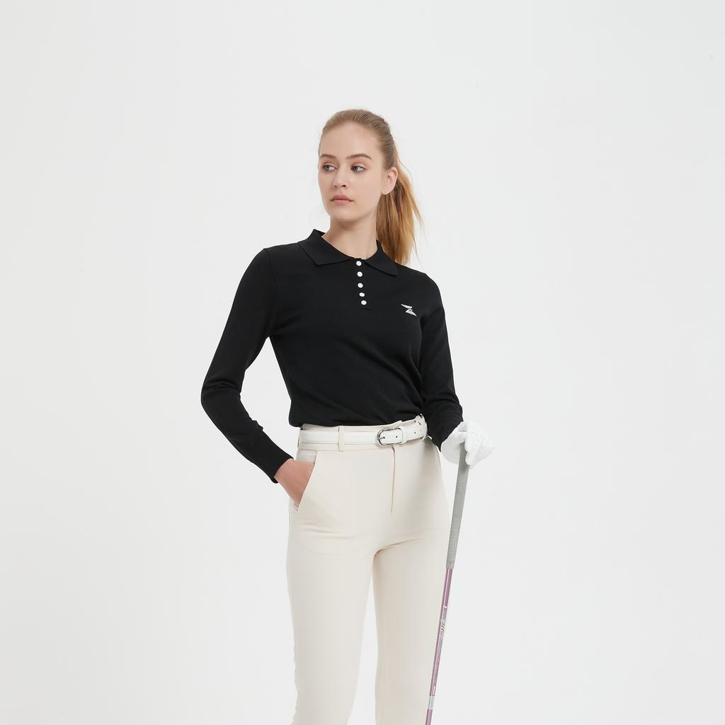 E.PARCA Polo Collar Golf Knit Shirt (Black)