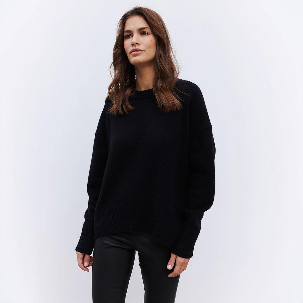 Round Collar Long Sleeve Sweater Women Autumn Winter Simple Solid Colour Knitwear Loose Pullover Sweater Comfortable Undercoat Long Sleeves Sweater