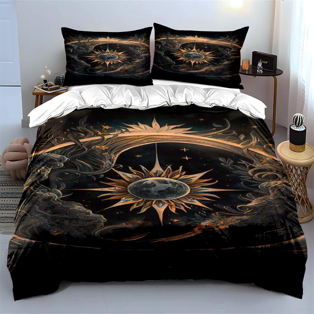 Ethereal Sun and Moon Galaxy Bedding Set Bedding set (1 duvet cover, 2 pillowcases, duvet not included)