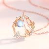 Moon Rabbit Necklace 925 Pink June Birthstone Day Elegant Accessory [Silver Thunder] Silver, Gold, (Moonstone), Anti-Allergy, Valentine's Gift,