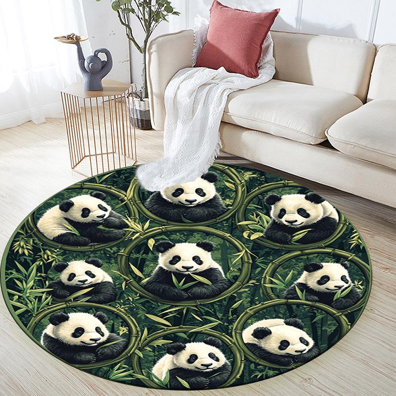 Pandas Round Area Rug,Carpet Rug for Living Room Bedroom Sofa Playroom Decor,Non-slip Floor Mat