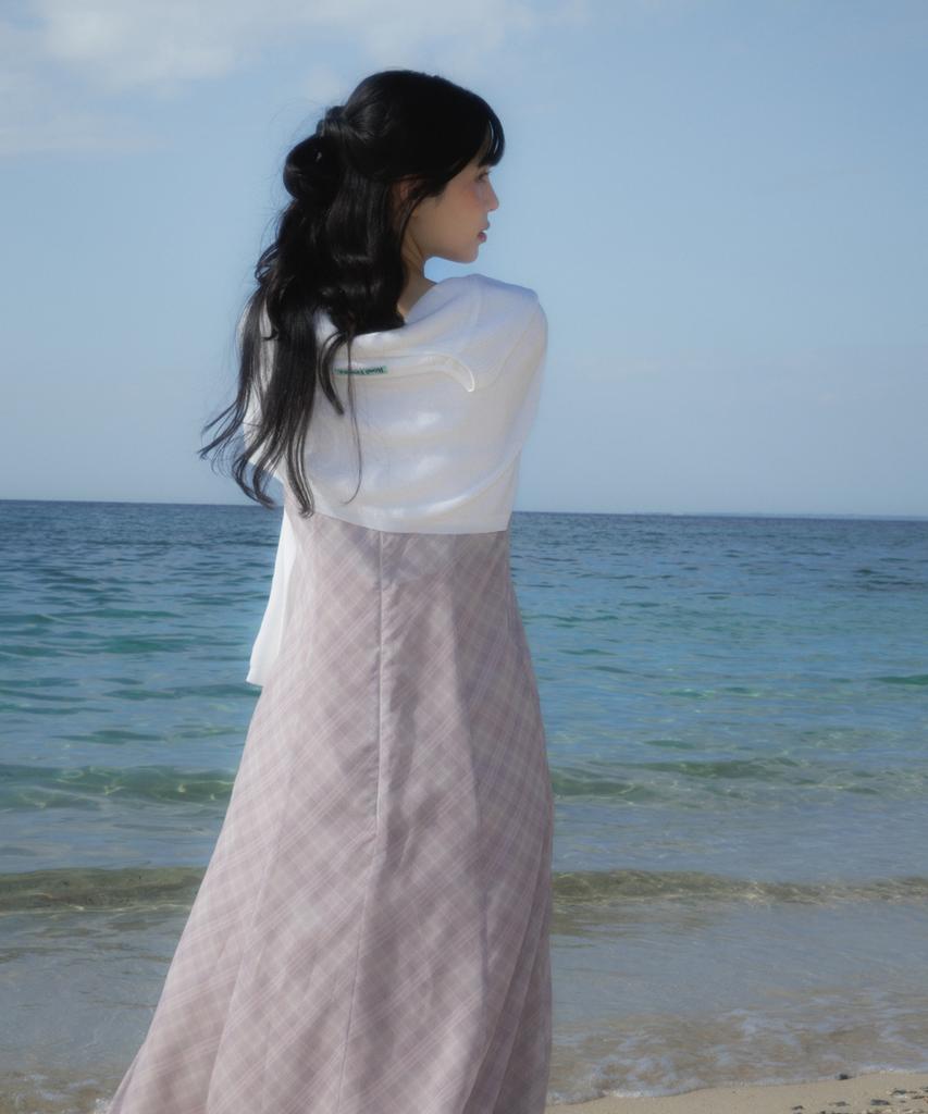Rose Franz Sheer Grace Slim Long Dress [Pink]