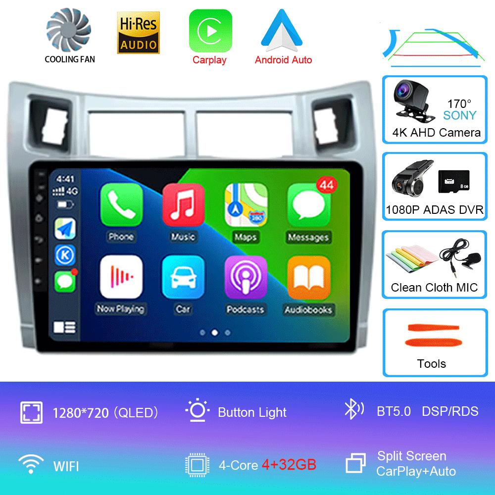 For Toyota Yaris 2005 2006 2007 2008 2009 2010 2011 2012 Carplay Car Multimedia Player Radio Car Radio Android 14 GPS Navigator