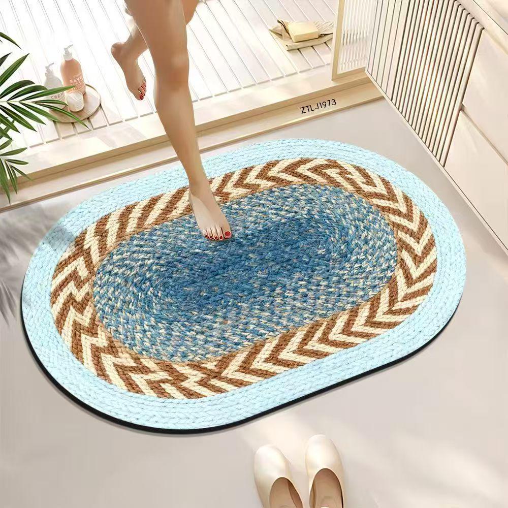 Minimalist Woven Diatomaceous Earth Bath Mat - Absorbent, Easy-Clean, Non-Slip for Bathroom or Entrance
