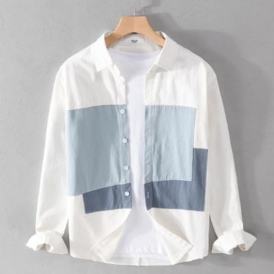 Men's Versatile Cotton Long Sleeve Shirt - Youthful, Trendy Design