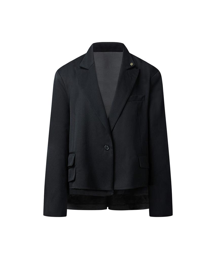 Erer Wool Back Slit Tiger Jacket Black