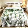 Floral Garden Theme Soft Blanket Personalized Custom Name Text Print Warm Blanket Home Sofa Bedroom Decor
