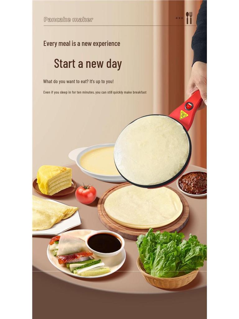 Electric Crepe & Pancake Maker: Spring Roll, Layered Pancake, Breakfast & BBQ Griddle.