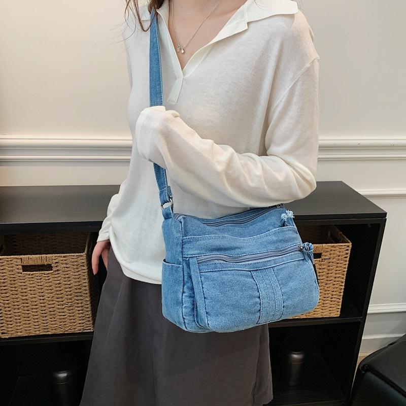 Denim Mobile Phone Bag Women's Shoulder Crossbody Bag Multi-Compartment Small Square Bag