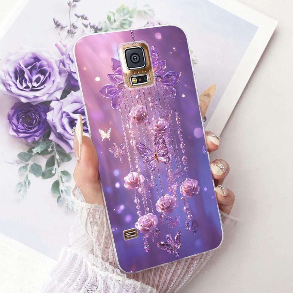 Transparent For Samsung S5 Case Fashion Butterfly Cute Cat Funny Painted Cover For Samsung Galaxy S5 SM-G900F SM-G900M Casing