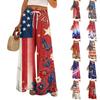 Dámské letní boho palazzo kalhoty s vysokým pasem a širokými nohavicemi, tisk, ležérní kalhoty s kapsami