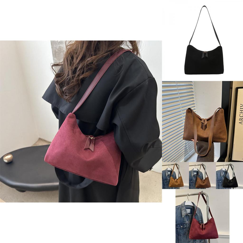 Stylish Large Capacity Tote Bag In Black Brown Red For Everyday Fashion Use