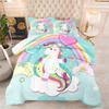 Cartoon Unicorn Three-piece Set Digital Print Fluffy Duvet Cover
