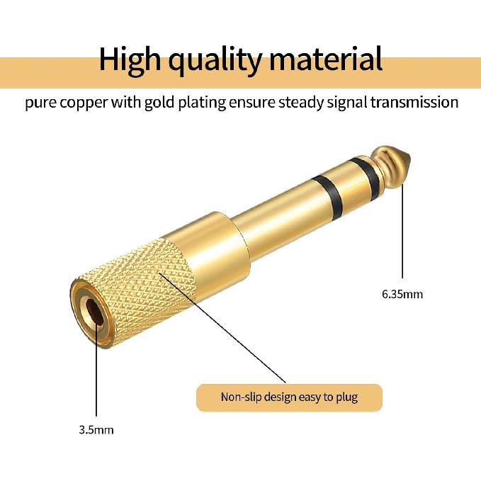4 Pcs 6.35mm (1/4 Inch) Male To 3.5mm (1/8 Inch) Female Stereo Headphone Adapters, 3.5mm/1/8'' Female To 6.35mm/1/4'' Male Stereo Audio Adapter Jack