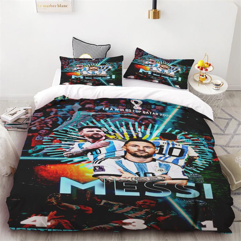 Duvet Cover Set Football Star Messi Printed Soft And Comfortable Bedding Polyester Single Double Bedding Set Children Gift