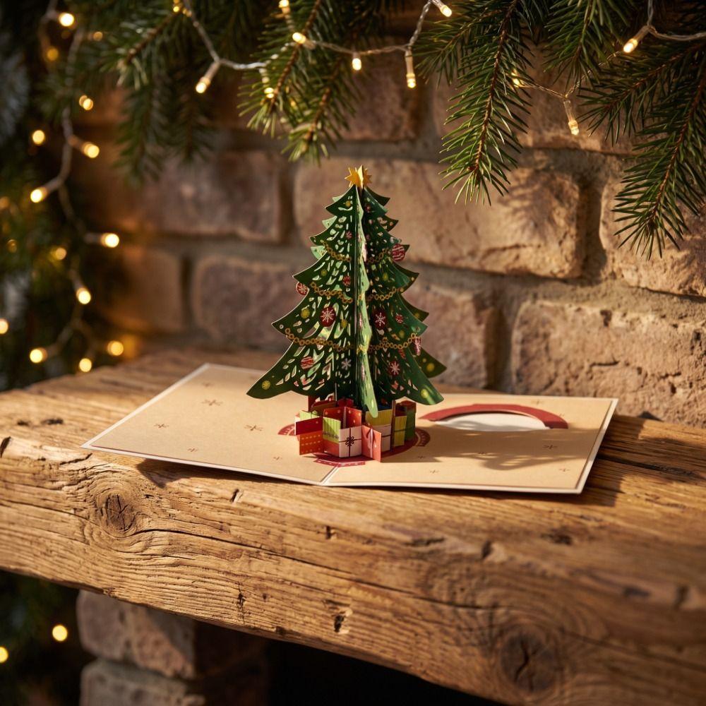 Colorful Christmas Greeting Card DIY Xmas Invitation Card 3D Christmas Tree Card  New Year