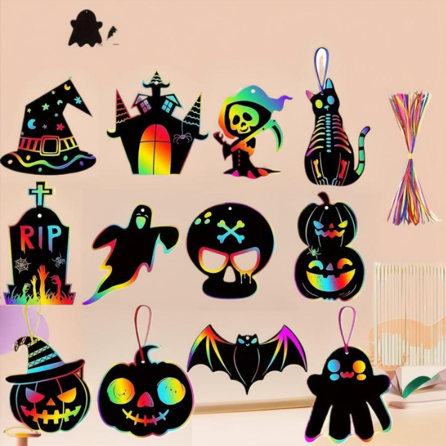 Halloween DIY Scratch Art Animal Decoration for Kids