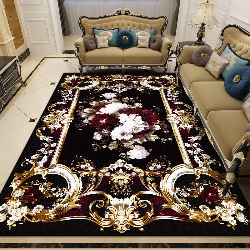 European Style Large Size Luxury Rugs Living Room Flower Design Fluffy Room Decor Bedroom Carpet Easy Cleaning Sofa Table Mat