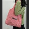 Sac Simple en Toile à Carreaux pour Femmes Grande Capacité Sacs Bandoulière Gilet Design Lettre Filles Sac Fourre-tout pour Livres de Classe Sac à Main Sac de Shopping