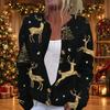 Damen Weihnachtsdruck Langarm Strickjacke, Knopfleiste Feiertagspullover