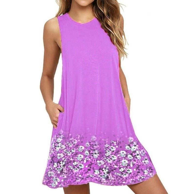 QICED Abiti Casual Senza Maniche con Scollo a V per Estate e Primavera