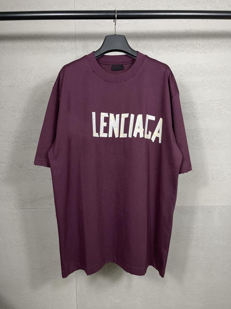 B Brand SS24 Vintage Paříž Logo Páska Prané Volné Tričko