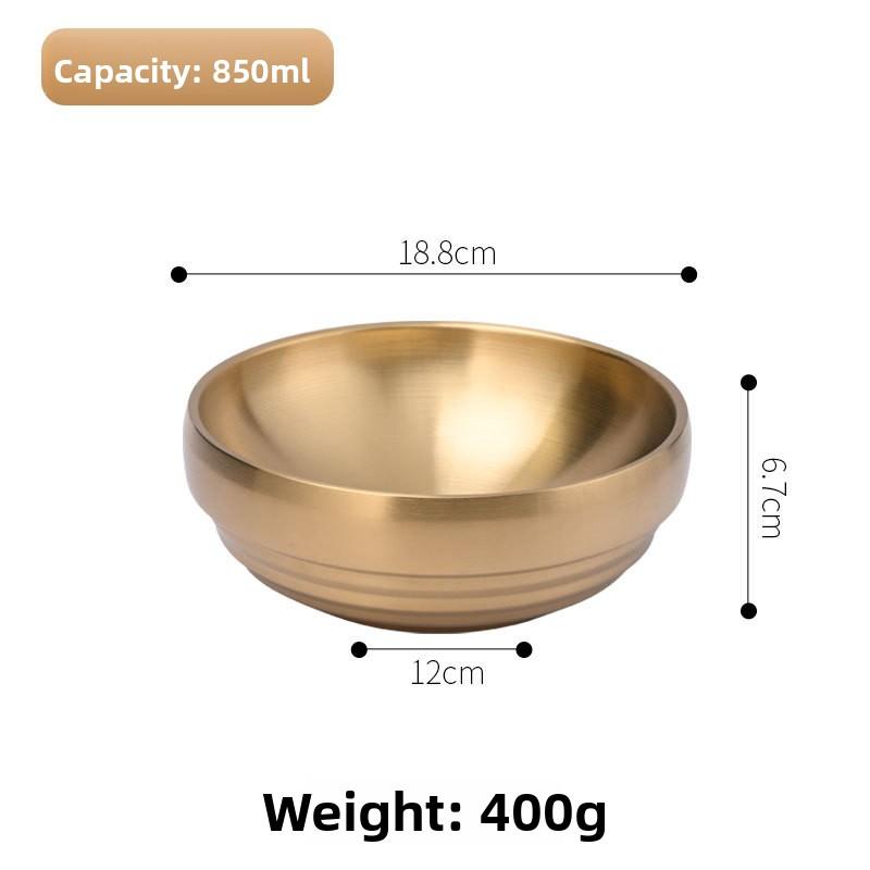 Stainless Steel Bowl Double Layer Thickened Large Capacity Noodle Bowl for Cold Noodles Ramen Mixing Rice Soup Bowl