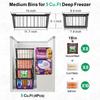 4 Pack Freezer Organizer Bins Stackable Deep Freezer Bins for 5 Cu Ft Chest Freezer Easy Access Food Space Saving Black Durable