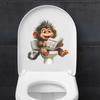 Funny Monkey Reading Newspaper On Toilet Seat Sticker Bathroom Decor Removable Self-Adhesive Decal