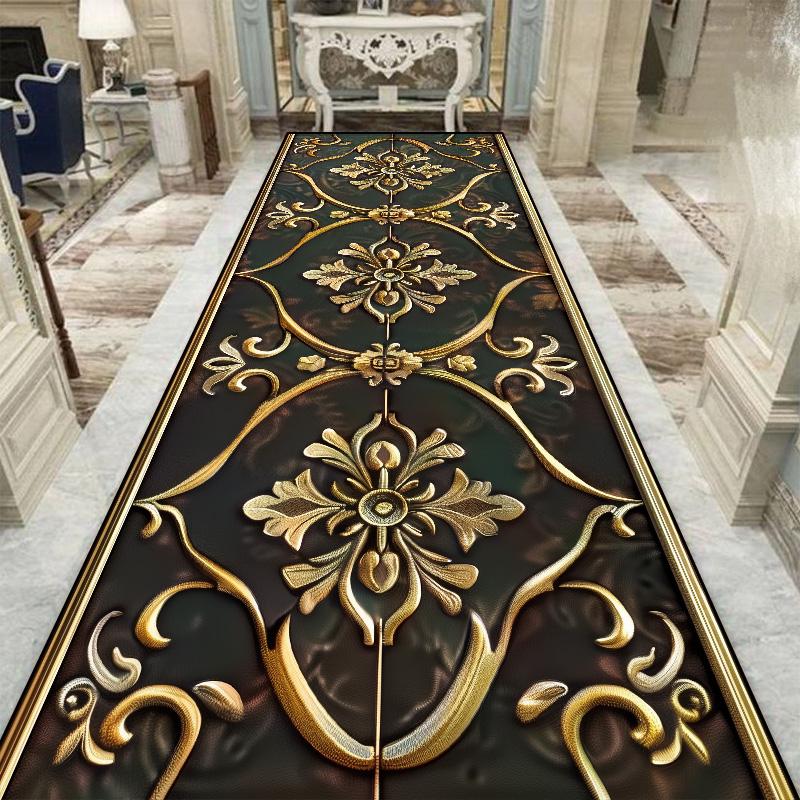 European Style Luxury Long Corridor Carpet Red Carpet Non-slip Stair Floor Mat Customizable Wedding Hall Passageway Corridor Rug