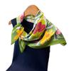 Fresh Oil Painting Style High-end Printed Silk Scarf Imitation Square Versatile Shawl Neck Small Headscarf