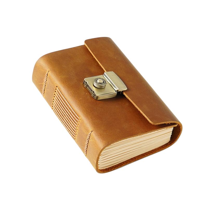 Retro Leather Journey Diary Notepad Journal Planner Notebook with Password Lock for Women Men Kid Artist Writer Present