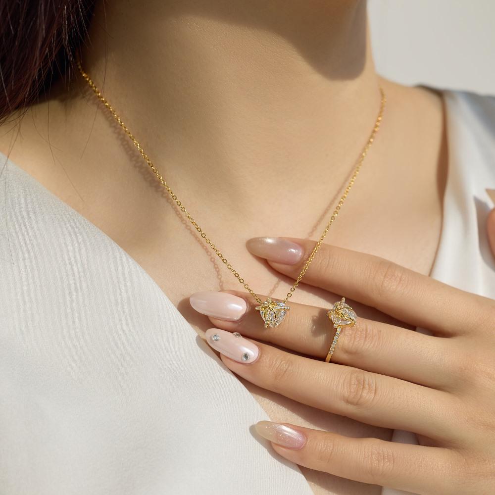 S925 Sterling Silver Women's Ring with Heart Pendant - Japanese & Korean Light Luxury, Exquisite Fairy Style.