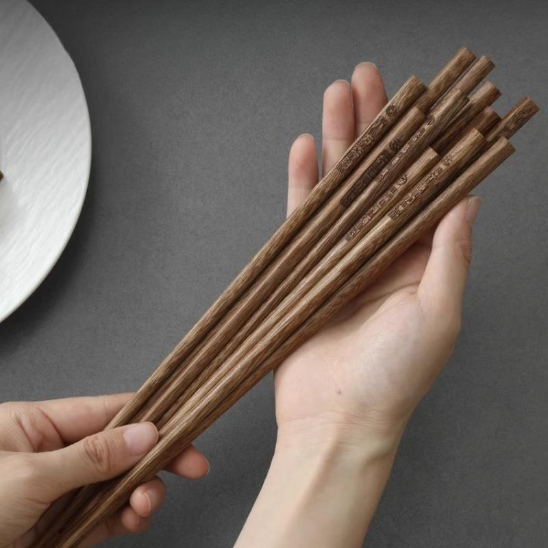 New Family Pack of Rosewood Chopsticks Lacquer-Free, Wax-Free Solid Wood Carved Chopsticks with Blessings