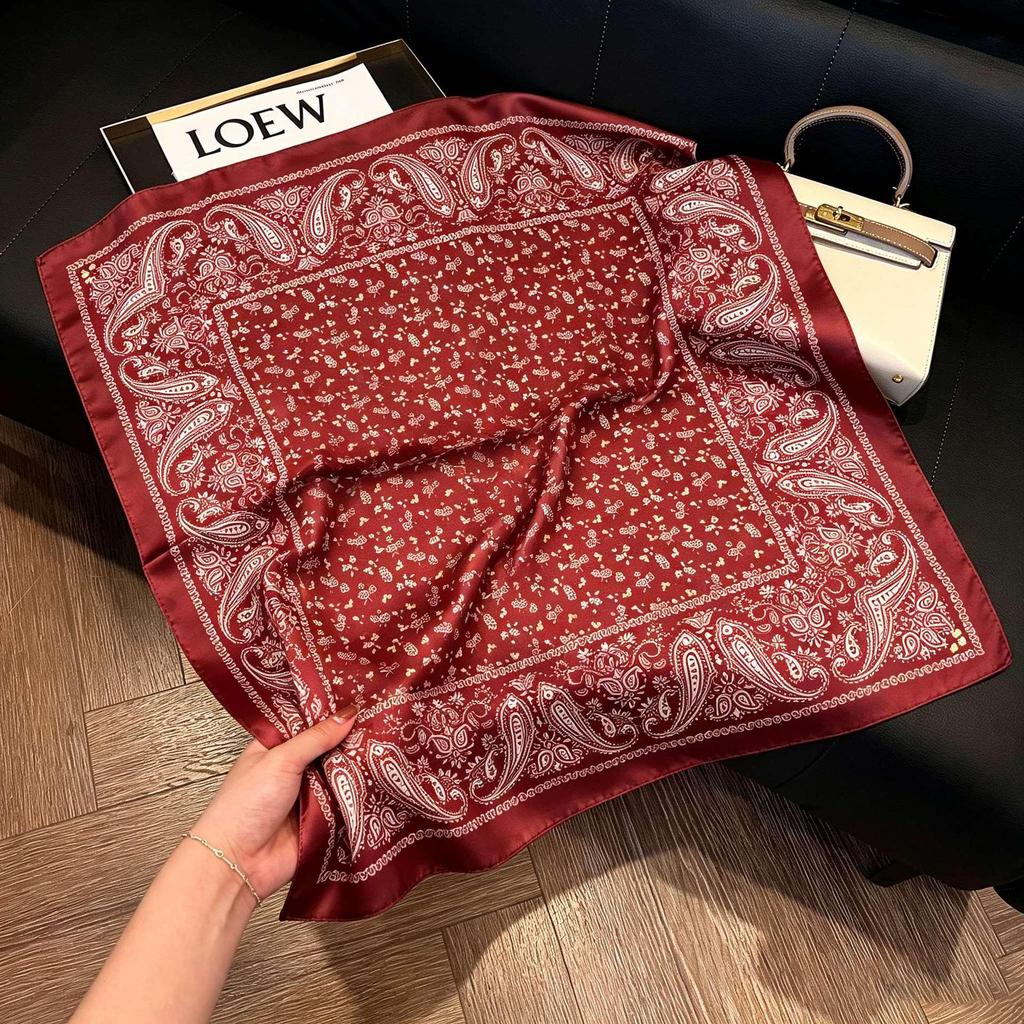 Elegant Silk-Style Square Scarf: Fashionable, Professional Decorative Shawl for Women