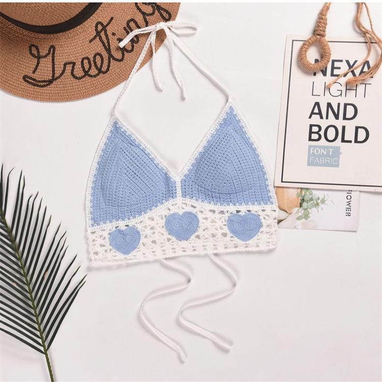 

Пляжный трикотажный бикини-топ на шнуровке для женщин One Size