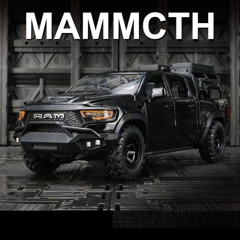 1:32 Ram Mammoth Pick-up Simulatie Legering Auto Model Geluid En Licht Pull Back Speelgoed voor Kinderen Verzamelaar Verjaardagscadeau