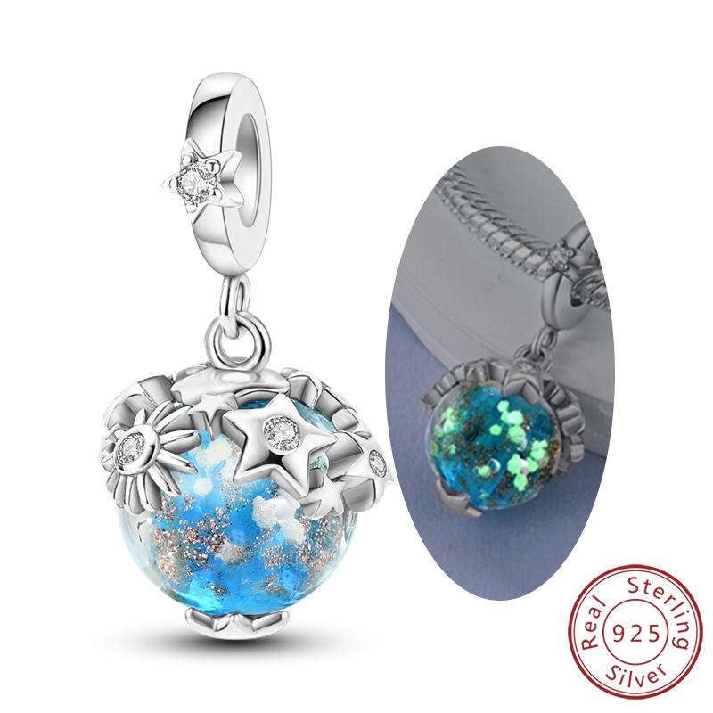 Luminous Series Copper Charms Beads Pendant Firefly Elf Paw Planet Charm Fit Original Bracelet Women Jewelry Gift