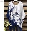 Camiseta Floral Bohemia para Mujer - Elegante Diseño Retro con Vibrante Patrón de Rosas y Hojas Casual Cuello Redondo Lavable a Máquina