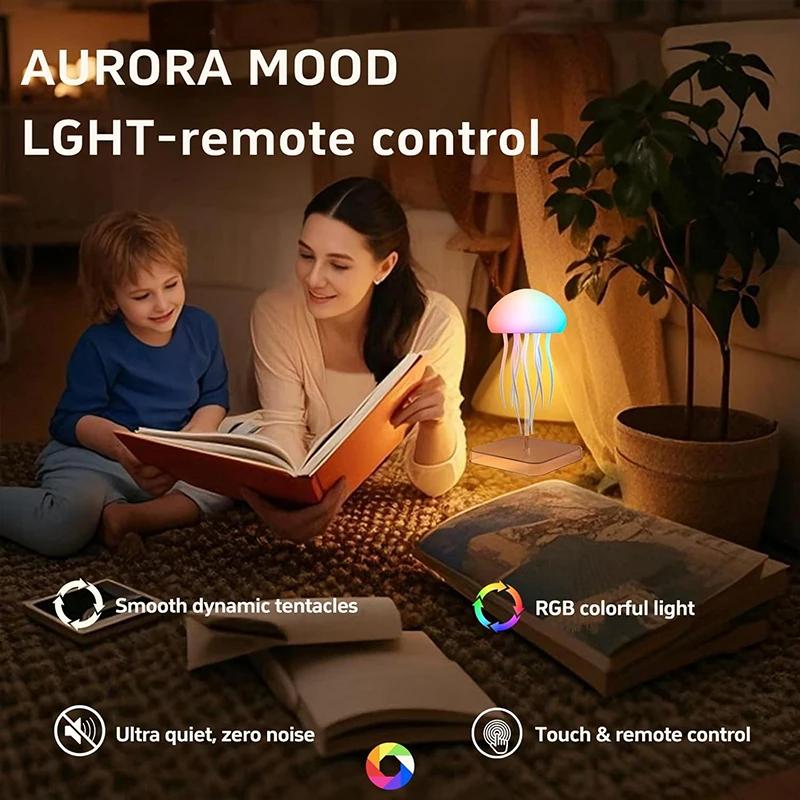 Jellyfish Lamp Remote & Touch Controlled, RGB Gradient Rechargeable Dancing Tentacles Night Light for Home Office Bedside Decor